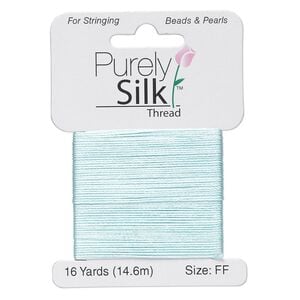 Thread, Purely Silk&trade;, turquoise blue, size FF. Sold per 16-yard card.