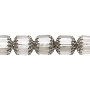 Bead, Czech glass, clear and metallic silver, 10mm round cathedral. Sold per 15-1/2" to 16" strand.