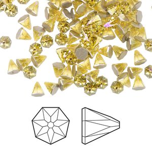 Flat back 144pk light topaz shimmer foil back, Swarovski&reg; 4mm round spike 2019