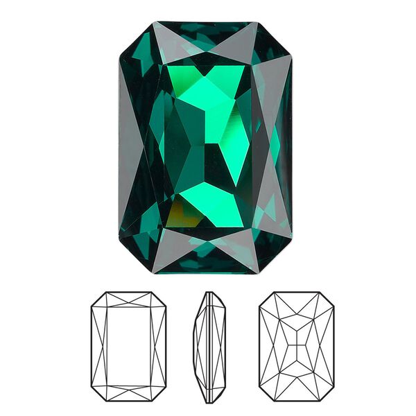Fancy stone 24pk emerald foil back, Swarovski&reg; 27x18.5mm emerald cut 4627 image number 0