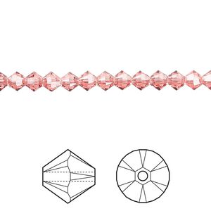 Bead 144pk rose peach, Crystal Passions&reg; 4mm bicone 5328