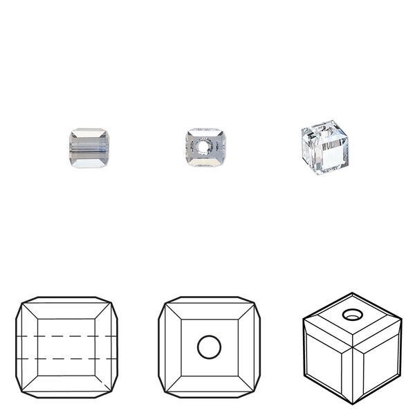 Bead 288pk crystal blue shade, Swarovski&reg; 4mm cube 5601 image number 0