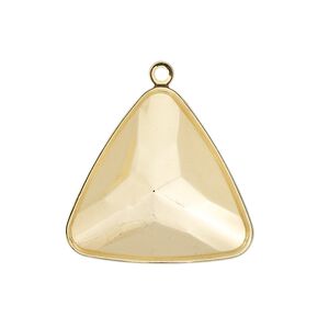 Drop, Almost Instant Jewelry&reg;, gold-plated brass, 27mm faceted triangle with 23mm triangle setting. Sold per pkg of 2.