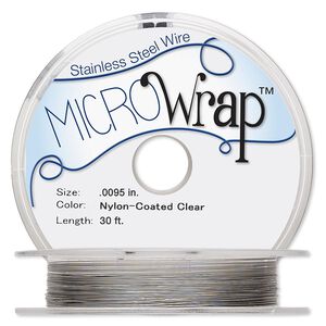 Wire, MICROWrap&trade;, nylon-coated stainless steel, clear, 1 strand, 0.0095-inch diameter. Sold per 30-foot spool.