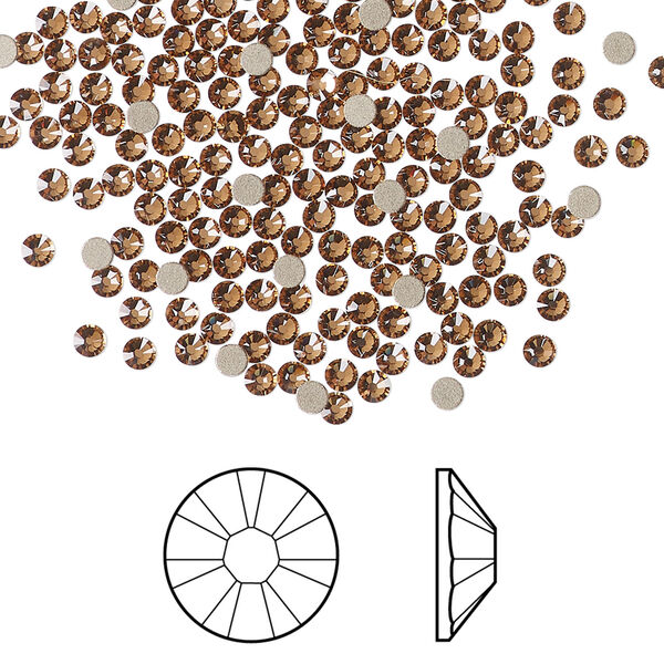 Flat back 1pkg1440 light smoked topaz foil back, Swarovski&reg; ReCreated&trade;, 2.1-2.3mm rose round SS7 2058 image number 0