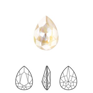 Fancy stone 12pk crystal ivory cream DeLite, Crystal Passions&reg; 14mm pear 4320