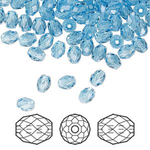 Bead 360pk aquamarine, Swarovski&reg; 5x4mm olive briolette 5044