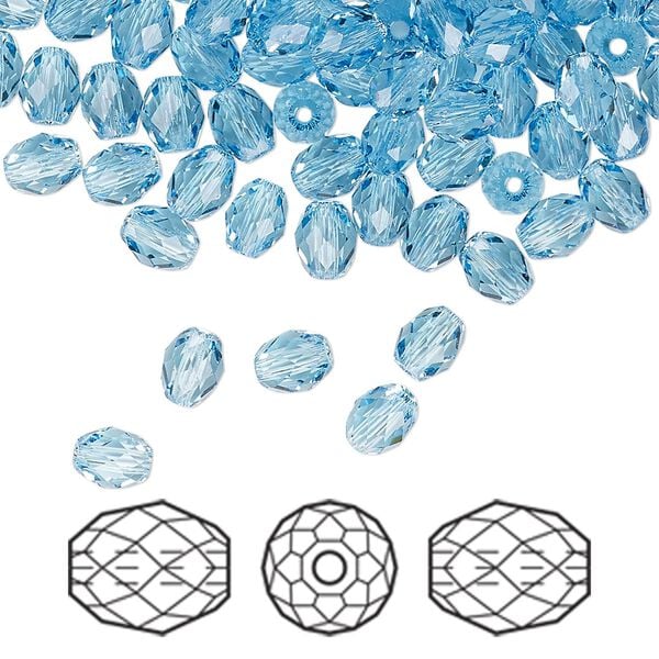 Bead 360pk aquamarine, Swarovski&reg; 5x4mm olive briolette 5044 image number 0