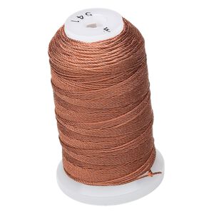 Thread, Purely Silk&trade;, 3-ply, brown, size F. Sold per 140-yard spool.