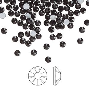 Flat back 1440pk jet foil back, Preciosa MAXIMA Czech crystal hotfix rhinestone 3-3.2mm chaton rose round SS12