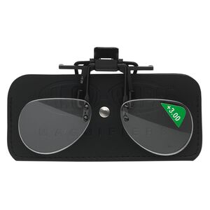 Magnifier, MagniClips&reg;, acrylic and vinyl, black and clear, +3 magnification clip-on style lenses. Sold individually.