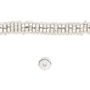 Bead 1pkg1 silver-finished "pewter", 6x2mm rough rondelle, 8 inch