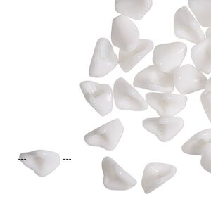 Bead, vintage German pressed glass, opaque white, 9x7mm curved diamond. Sold per pkg of 30.