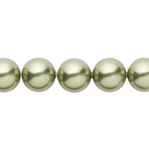 Pearl 25pk light green, Crystal Passions&reg; 10mm round 5810