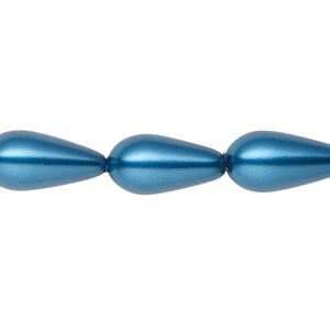 Pearl 1pk metallic blue, Celestial Crystal&reg; 15x8mm teardrop 15.5-16 inch