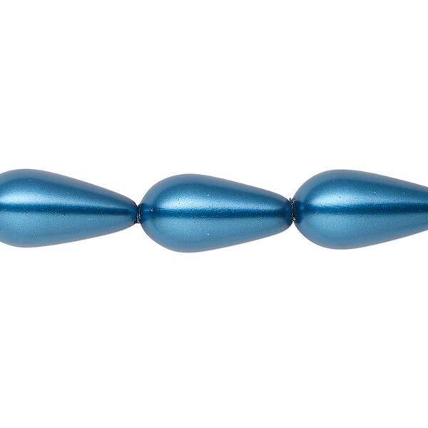 Pearl 1pk metallic blue, Celestial Crystal&reg; 15x8mm teardrop 15.5-16 inch image number 0