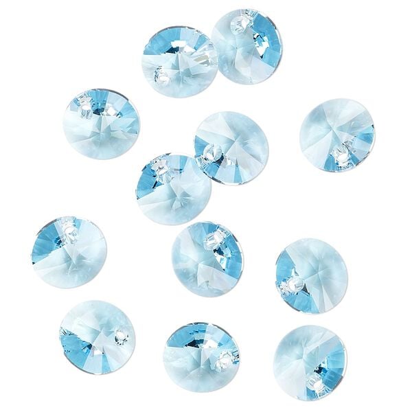 Drop 144pk aquamarine, Swarovski&reg; 8mm pendant mini disk 6428 image number 1