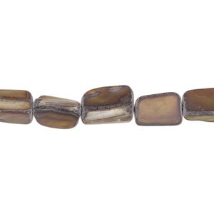 Mother-of-pearl shell 1pkg1, triangle tube bead 12 inch antique golden brown 9x6mm-11x10mm