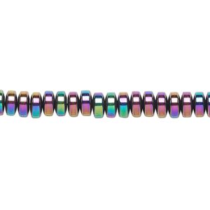 Hemalyke&trade; 1pkg1, rainbow titanium-coated rondelle bead 15.5-16 inch 5.5x3mm
