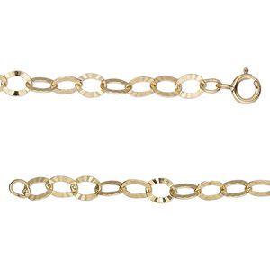 Chain 1pkg1 14Kt gold-filled starburst, 4mm oval / springring clasp, 24 inch