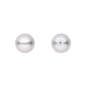 Pearl 50pk light grey, Preciosa Czech crystal 10mm half-drilled round