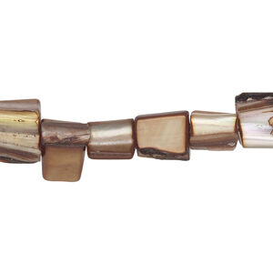 Mother-of-pearl shell 1pkg1, triangle tube bead 15 inch golden brown 7x6mm-12x9mm