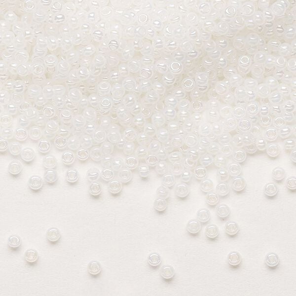 Seed bead, Preciosa Ornela Czech glass, pkg/50g, #11 rocaille, opaque rainbow alabaster, (57205). image number 0