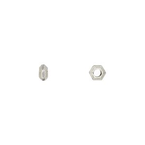 Bead, TierraCast&reg;, antique silver-plated pewter (tin-based alloy), 5x2.5mm hexagon rondelle. Sold per pkg of 20.