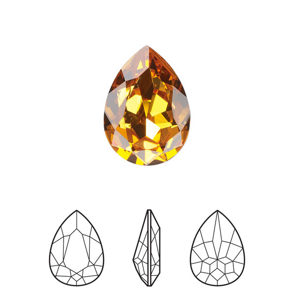 Fancy stone 1pkg48 dark orange TCF&trade; foil back, Swarovski&reg;, 18x13mm pear 4320 image number 0
