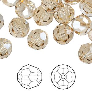 Bead 144pk crystal golden shadow, Swarovski&reg; 10mm round 5000