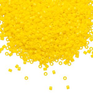 Seed bead, Delica&reg;, glass, pkg/50g, #11 round, opaque canary (DB-1132).