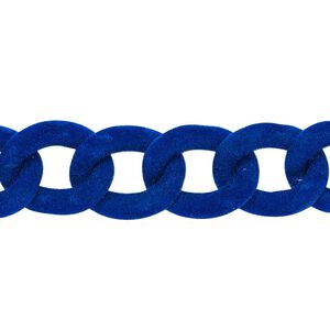 Chain 1pkg1 curb, 13mm, aluminum / flocked cobalt blue 24 inch