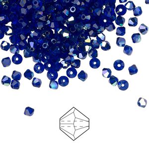 Bead 1440pk cobalt blue AB, Preciosa Czech crystal 3mm bicone