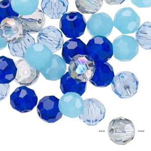 Bead mix 40pk 32 facets blue, Celestial Crystal&reg; 8mm round