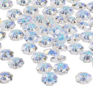 Bead 12pk crystal AB, Preciosa Czech crystal 8x3mm loch flower