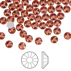 Flat back 144pk padparadscha foil back, Preciosa Viva 12&reg; Czech crystal rhinestone 4.6-4.8mm chaton rose round SS20