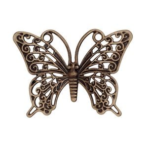 Focal, antiqued brass-colored brass, 36x26mm single-sided fancy butterfly. Sold per pkg of 10.