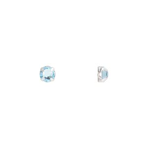Bead 24pk rose montees aquamarine silver plate, Preciosa Czech crystal 3.8-4mm round SS16