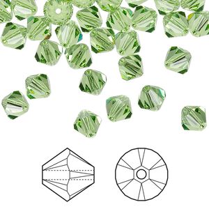 Bead 144pk peridot, Crystal Passions&reg; 6mm bicone 5328