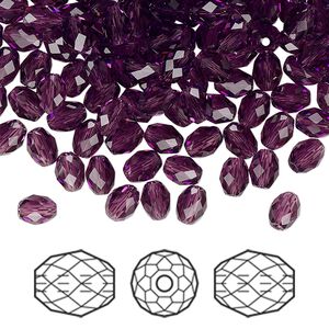 Bead 360pk amethyst, Swarovski&reg; 5x4mm olive briolette 5044