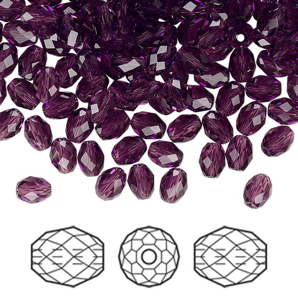 Bead 360pk amethyst, Swarovski&reg; 5x4mm olive briolette 5044 image number 0