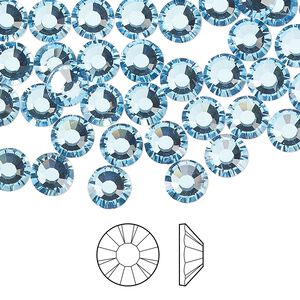 Flat back 24pk aquamarine foil back, Preciosa MAXIMA Czech crystal rhinestone 6.3-6.5mm chaton rose round SS30