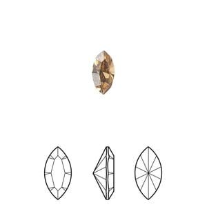 Fancy stone 6pk light Colorado topaz foil back, Crystal Passions&reg; 5x2.5mm navette 4228