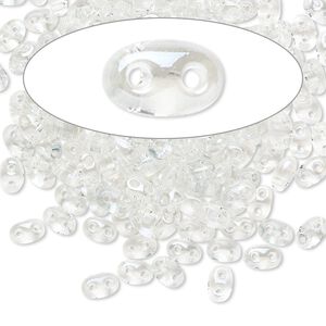 Seed bead, Preciosa Twin&trade; Czech glass, pkg/50g, 5x2.5mm oval, transparent lagoon clear, (20204).