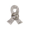 Spot pin 1pkg1, imitation rhodium-plated "pewter" (zinc alloy) / enamel, pink, 28x24mm awareness ribbon image number 1