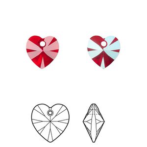 Drop 24pk light Siam shimmer, Crystal Passions&reg; 10mm pendant heart 6228