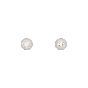 Bead 1pkg2 sterling silver, 6mm stardust round