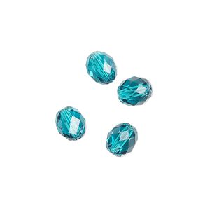 Bead 4pk blue zircon, Crystal Passions&reg; 7x6mm olive briolette 5044