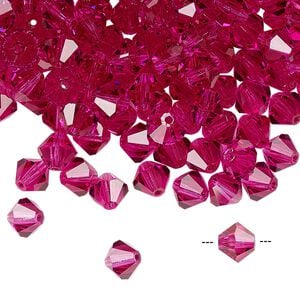 Bead 144pk fuchsia, Preciosa Czech crystal 6mm bicone