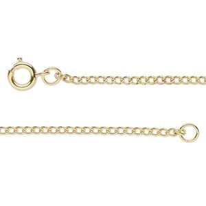 Chain 1pkg1 curb, 1.9mm / springring clasp, gold-finished steel 17 inch